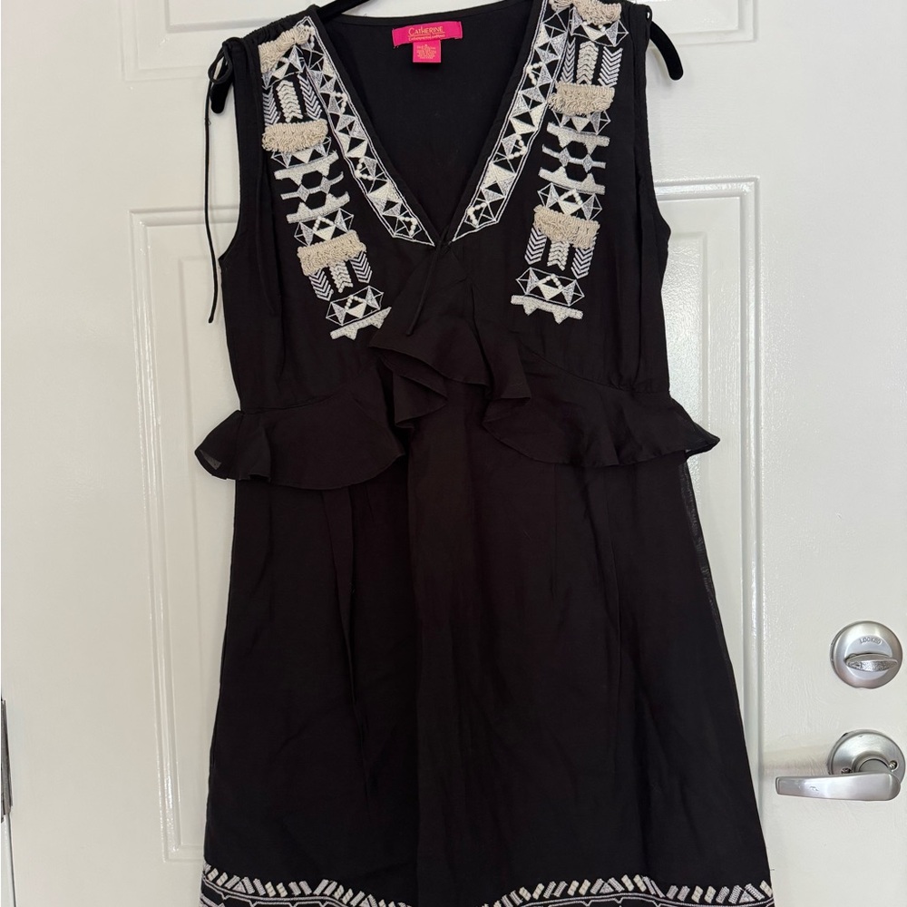 Catherines Black and White Tie Front A-line Sundress